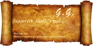 Gyurnik Györgyi névjegykártya